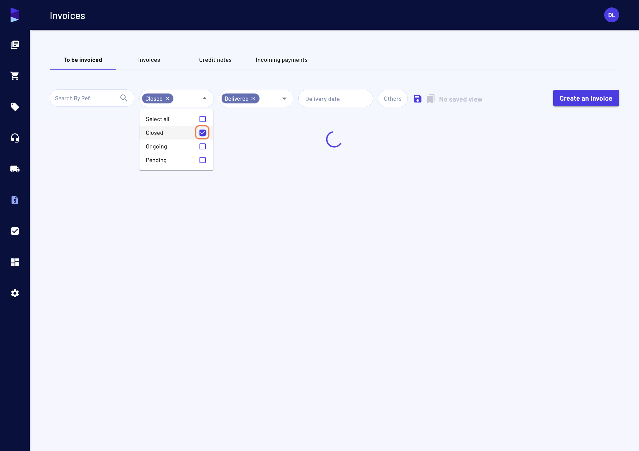 You can edit the status filtering to show only the closed elements or the opposite
