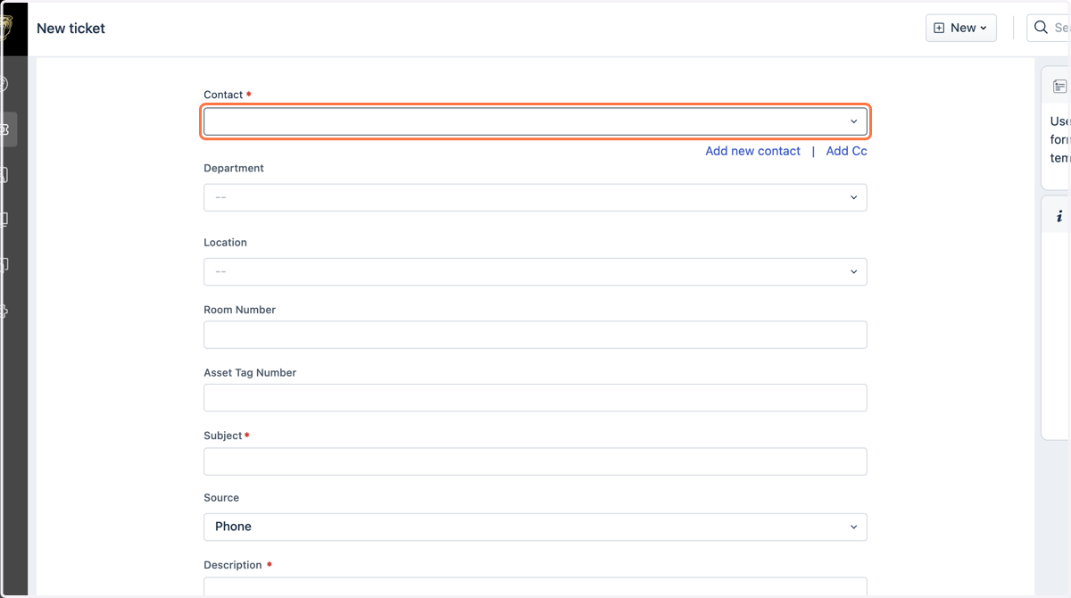 Type your information in the contact field.