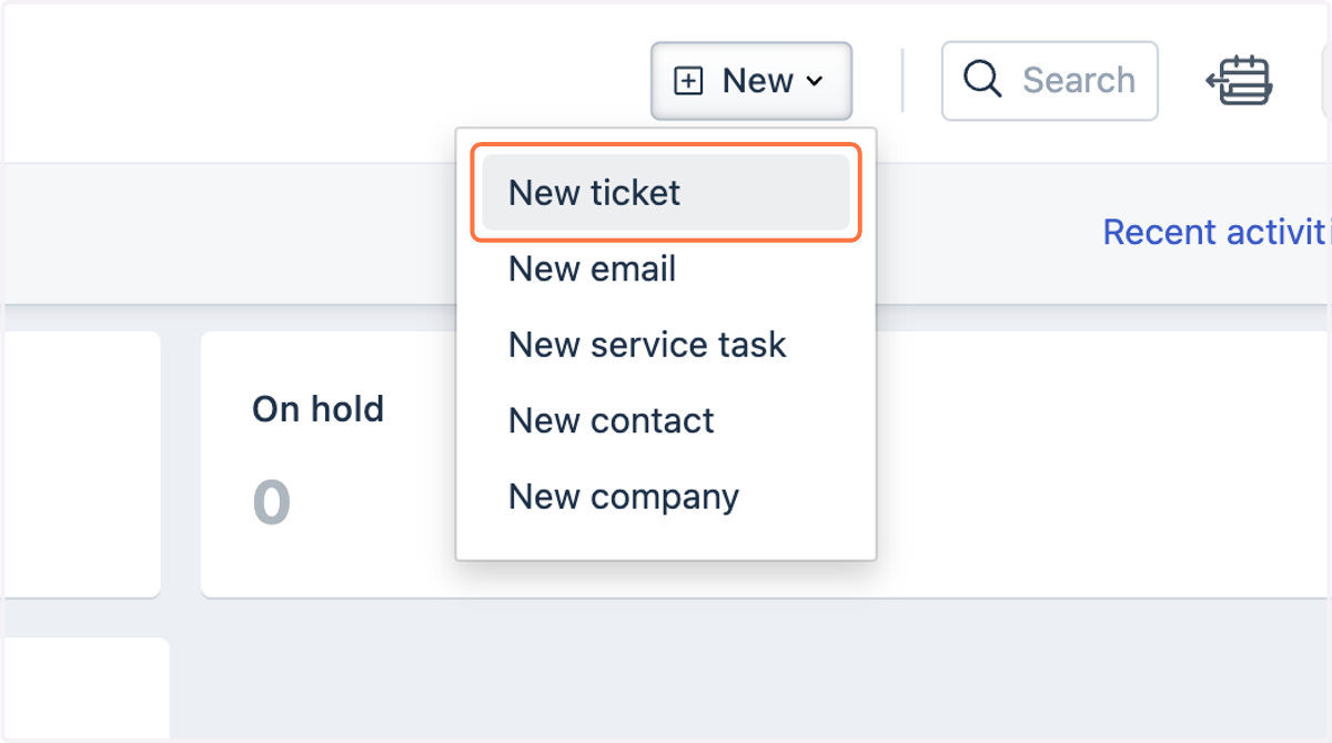 Click on New ticket