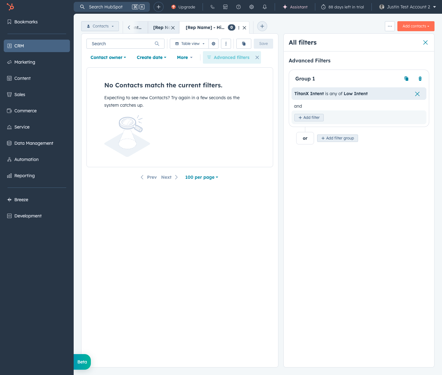 Click on TitanX Intent is any of Low Intent
