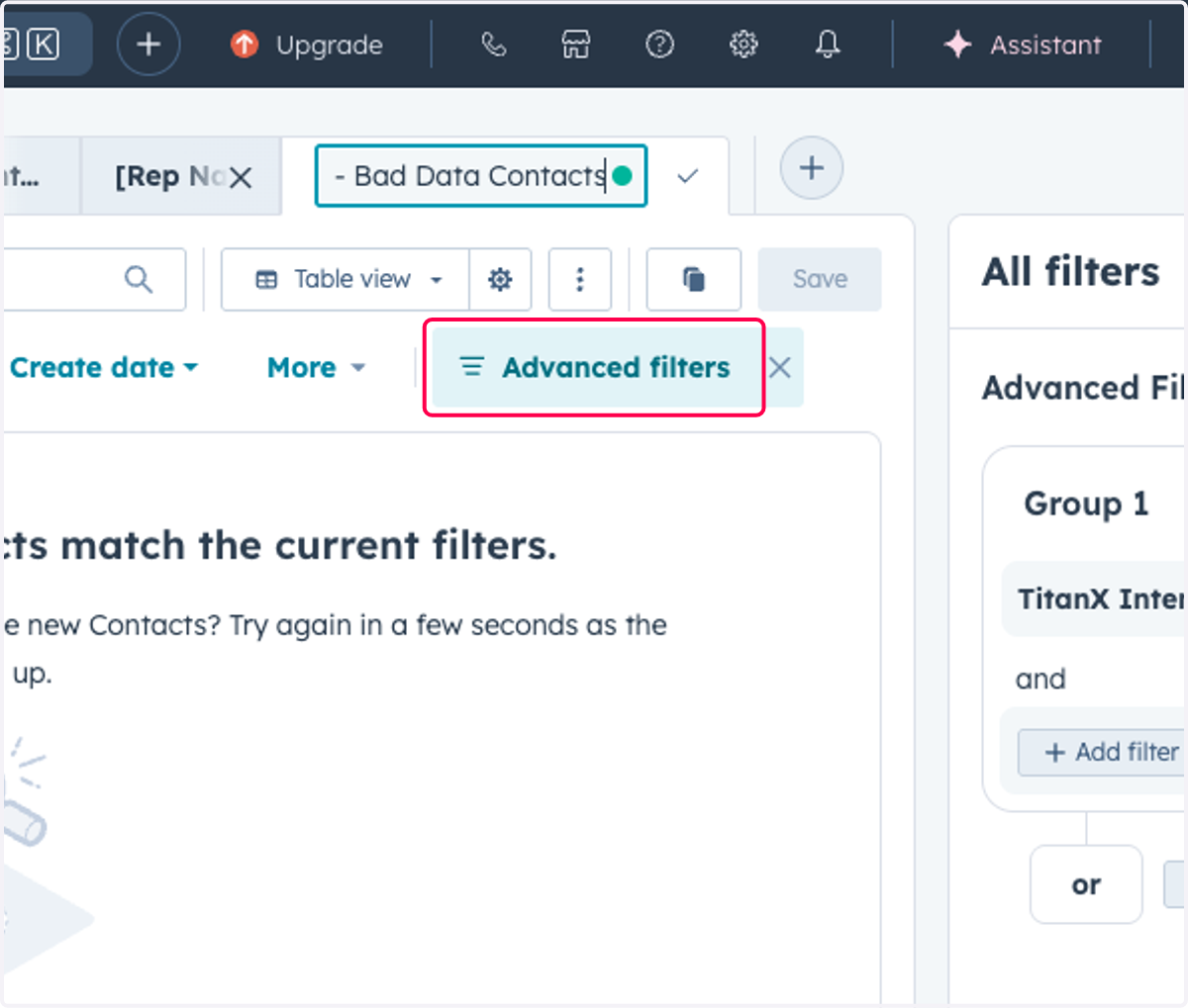 Click on Advanced filters