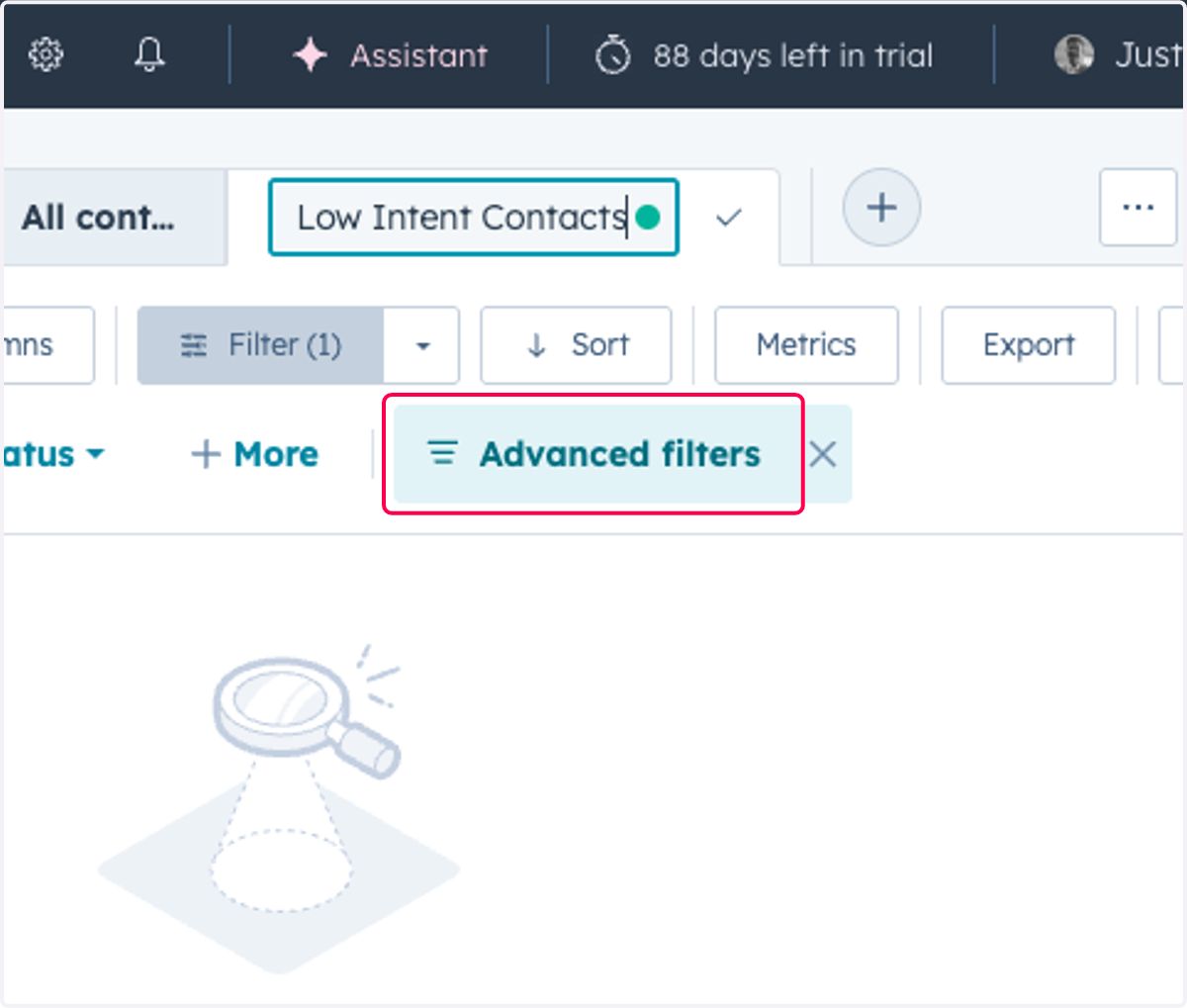 Click on Advanced filters