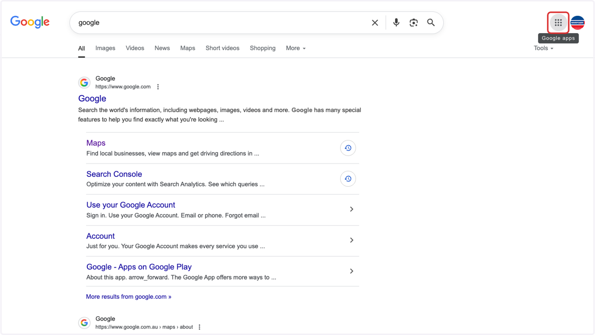 Open Google search & click on the 9 dots