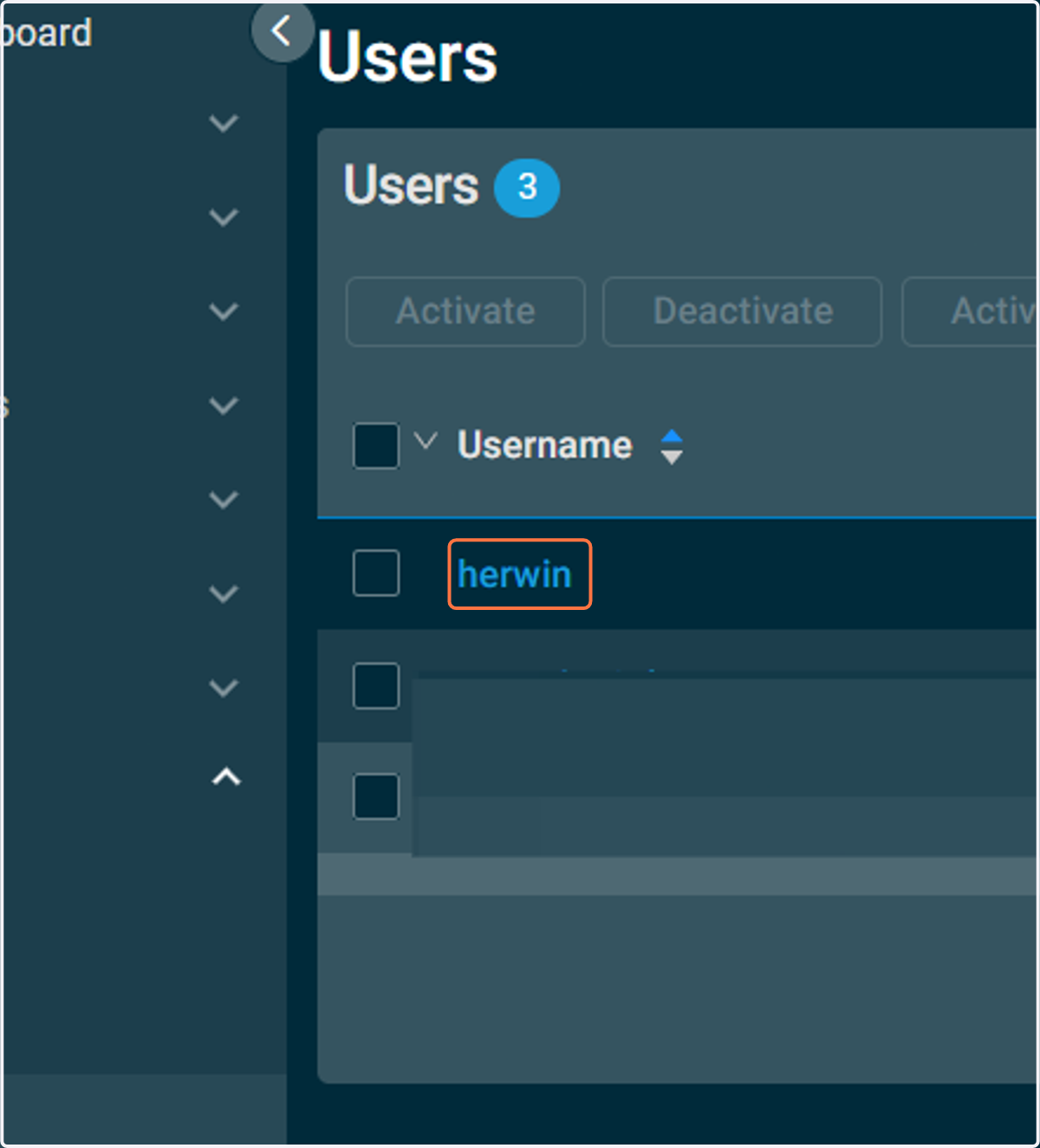 Create a new user or select an existing user