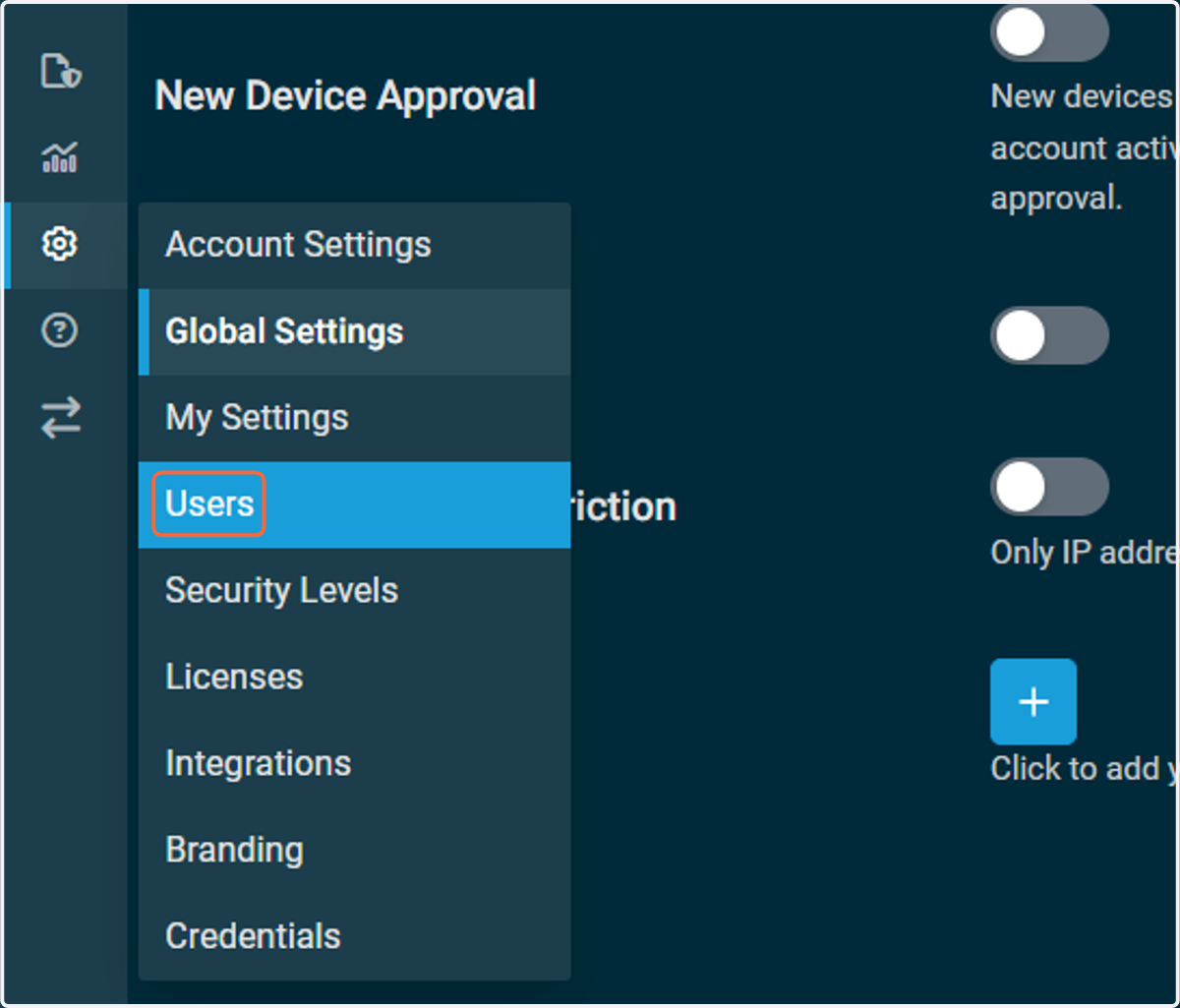 Click on Users