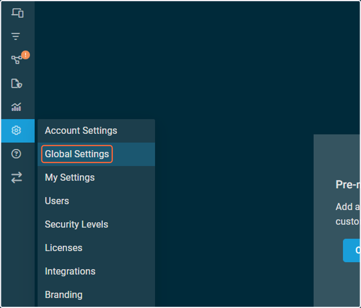 Click on Setup > Global Settings