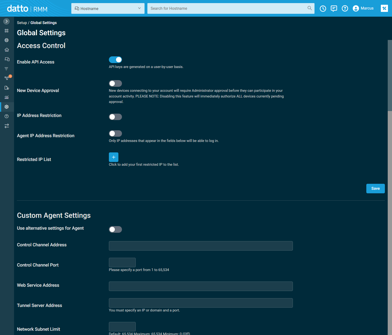 Turn on Enable API Access