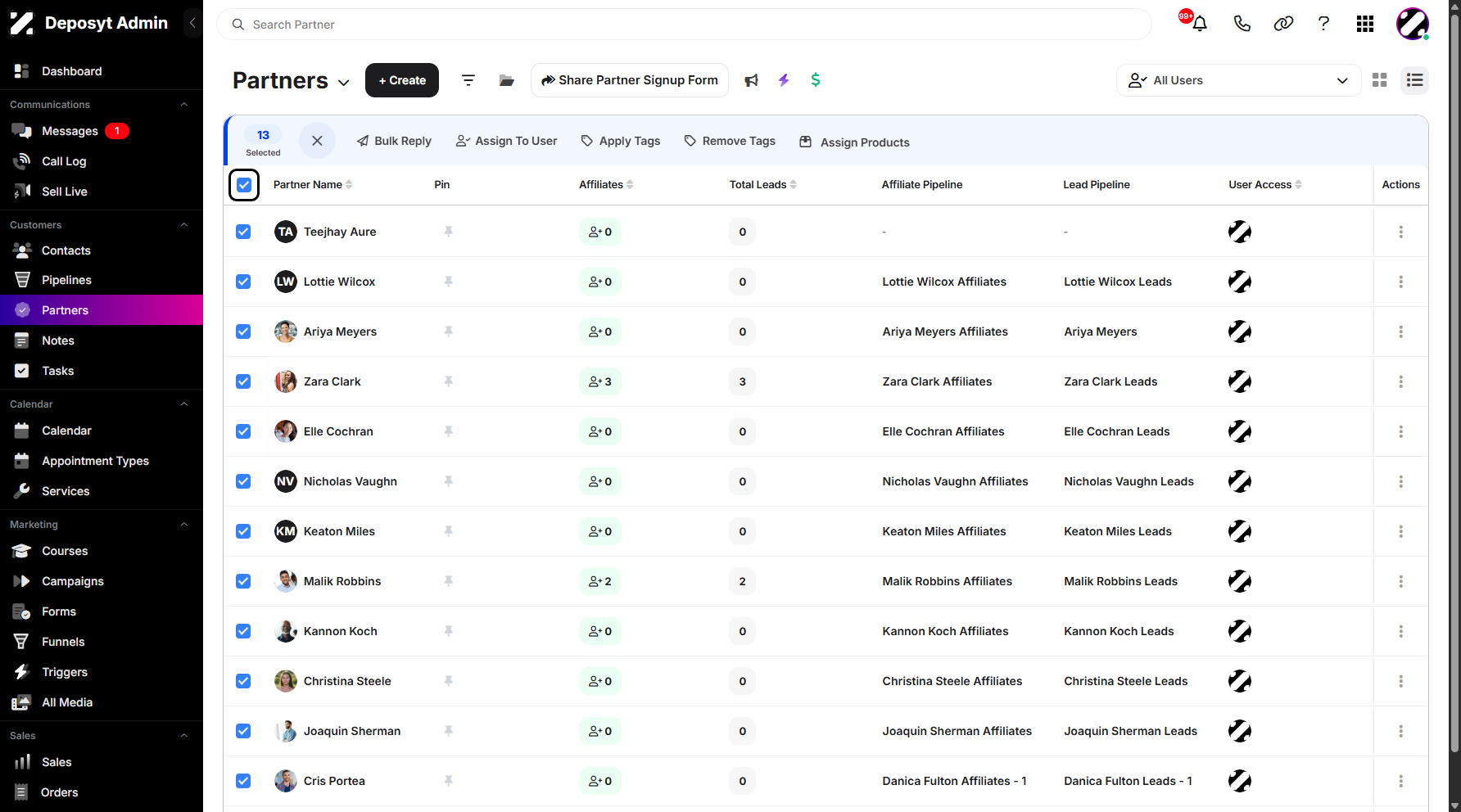 Step 5: To enable bulk actions, click the ‘Select All’ checkbox.