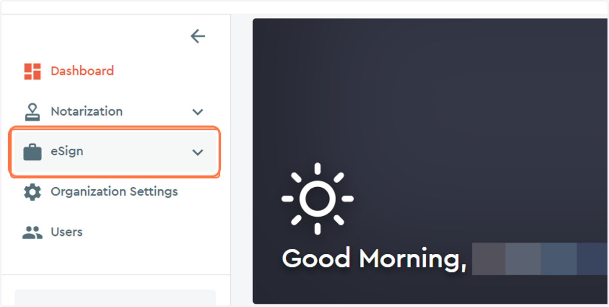 Click on the eSign drop down menu...