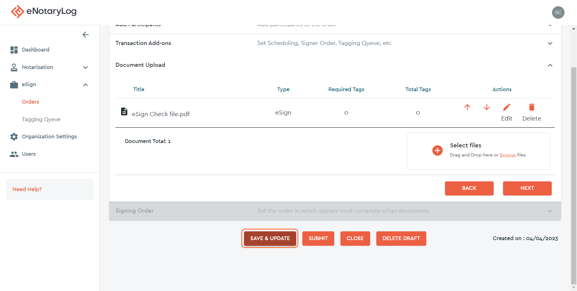 Once you are done editing your draft you can choose to SAVE & UPDATE your draft...