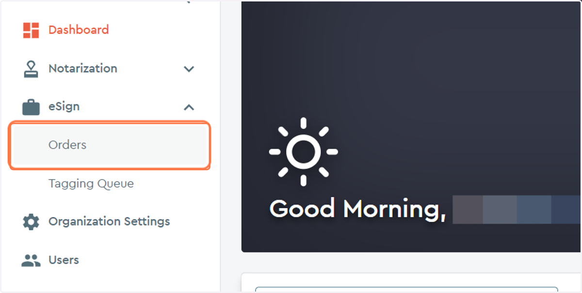 Click on the Orders option...
