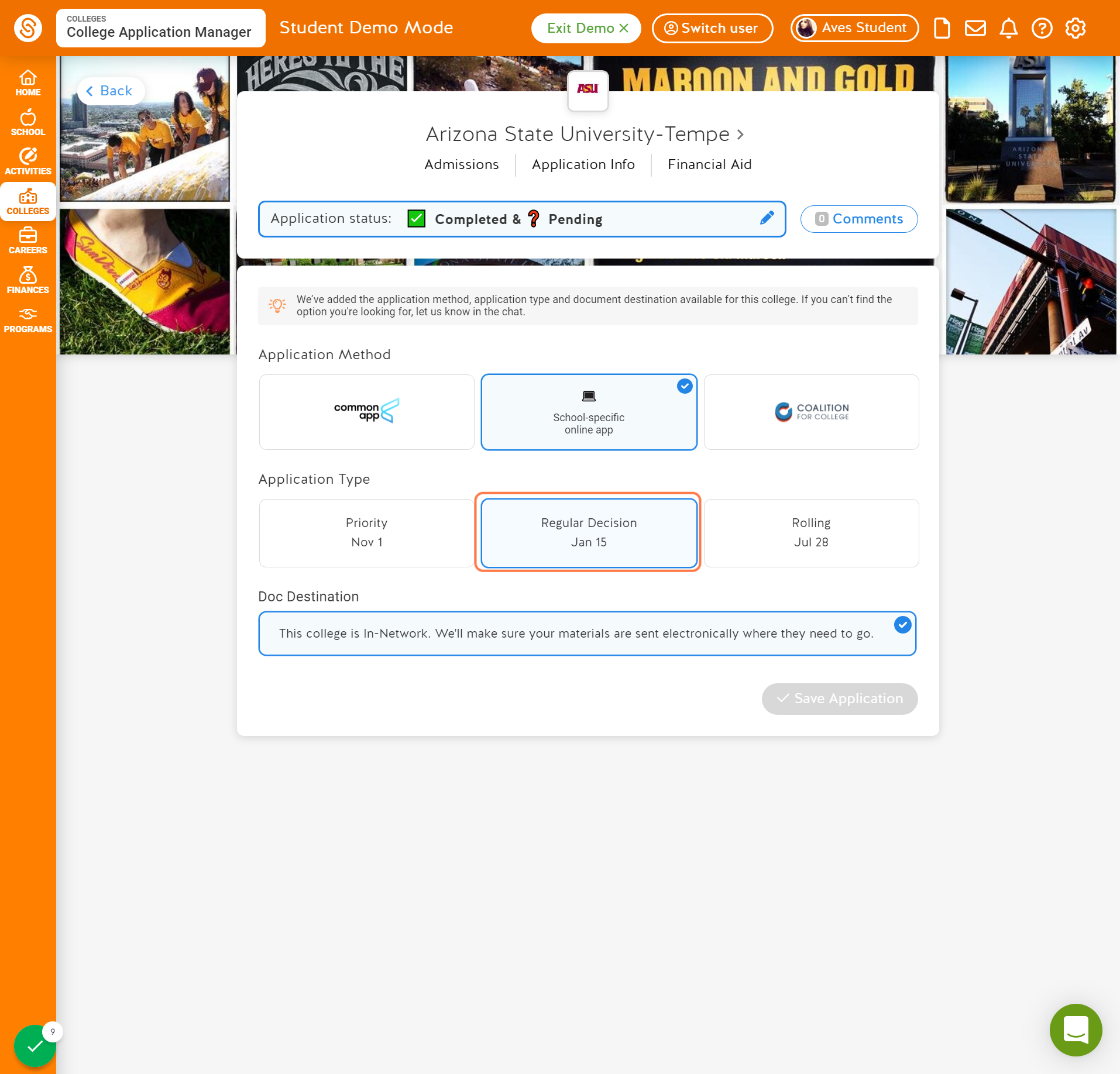 Click on the Application Type