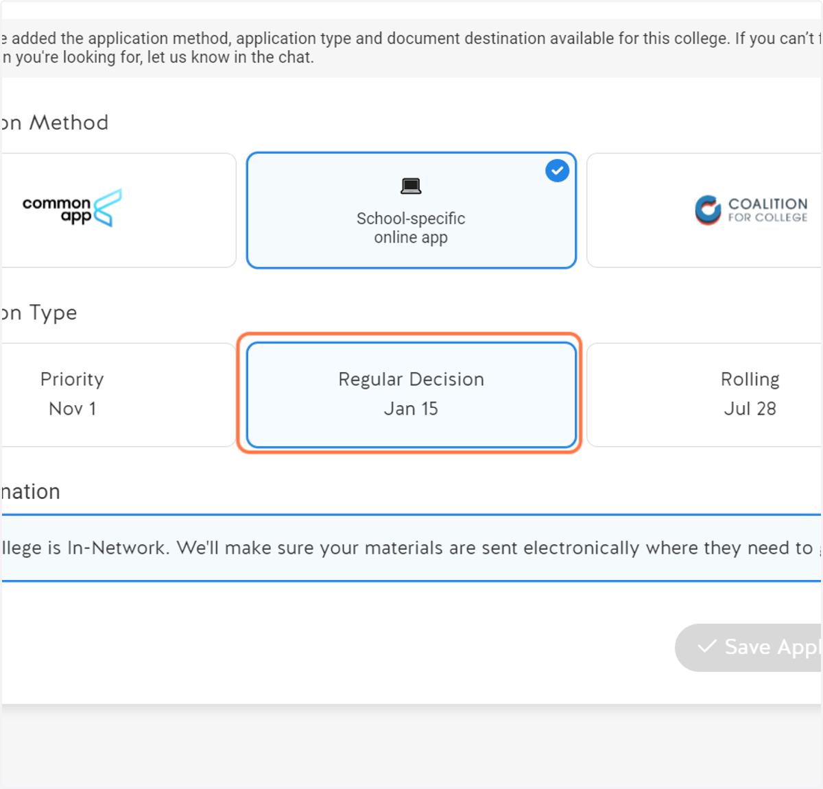 Click on the Application Type