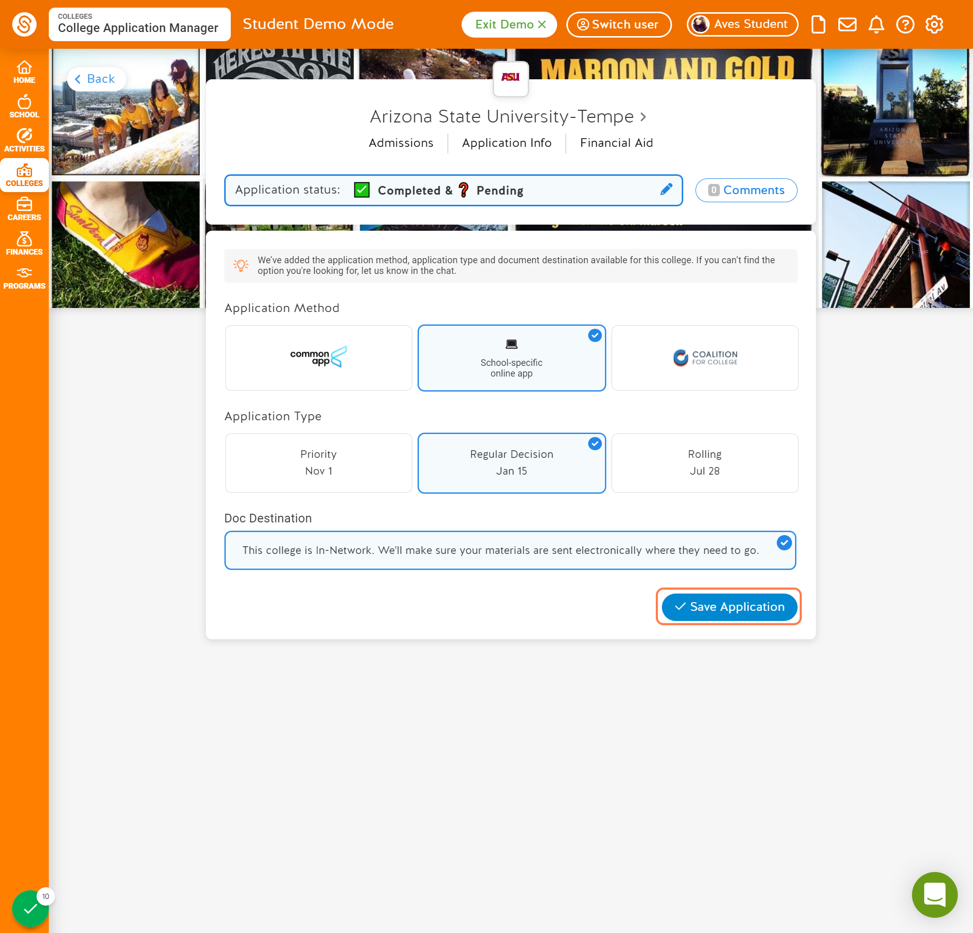 Click on Save Application