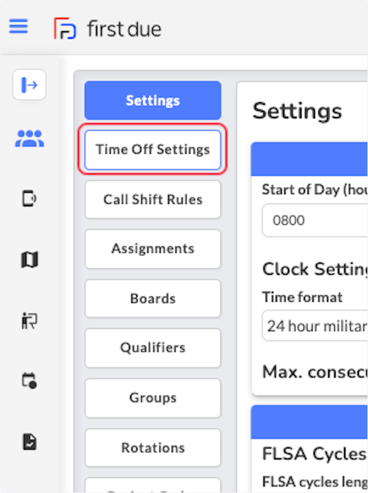 Click on Time Off Settings.