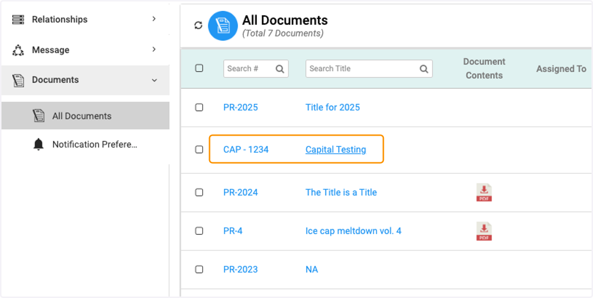 Click on the Document you want to assign