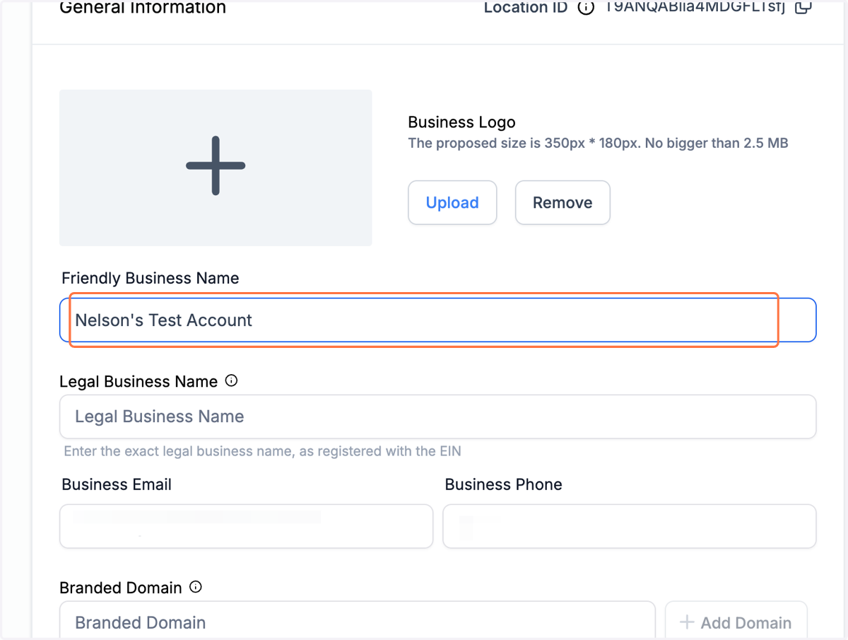 Click on Friendly Business Name