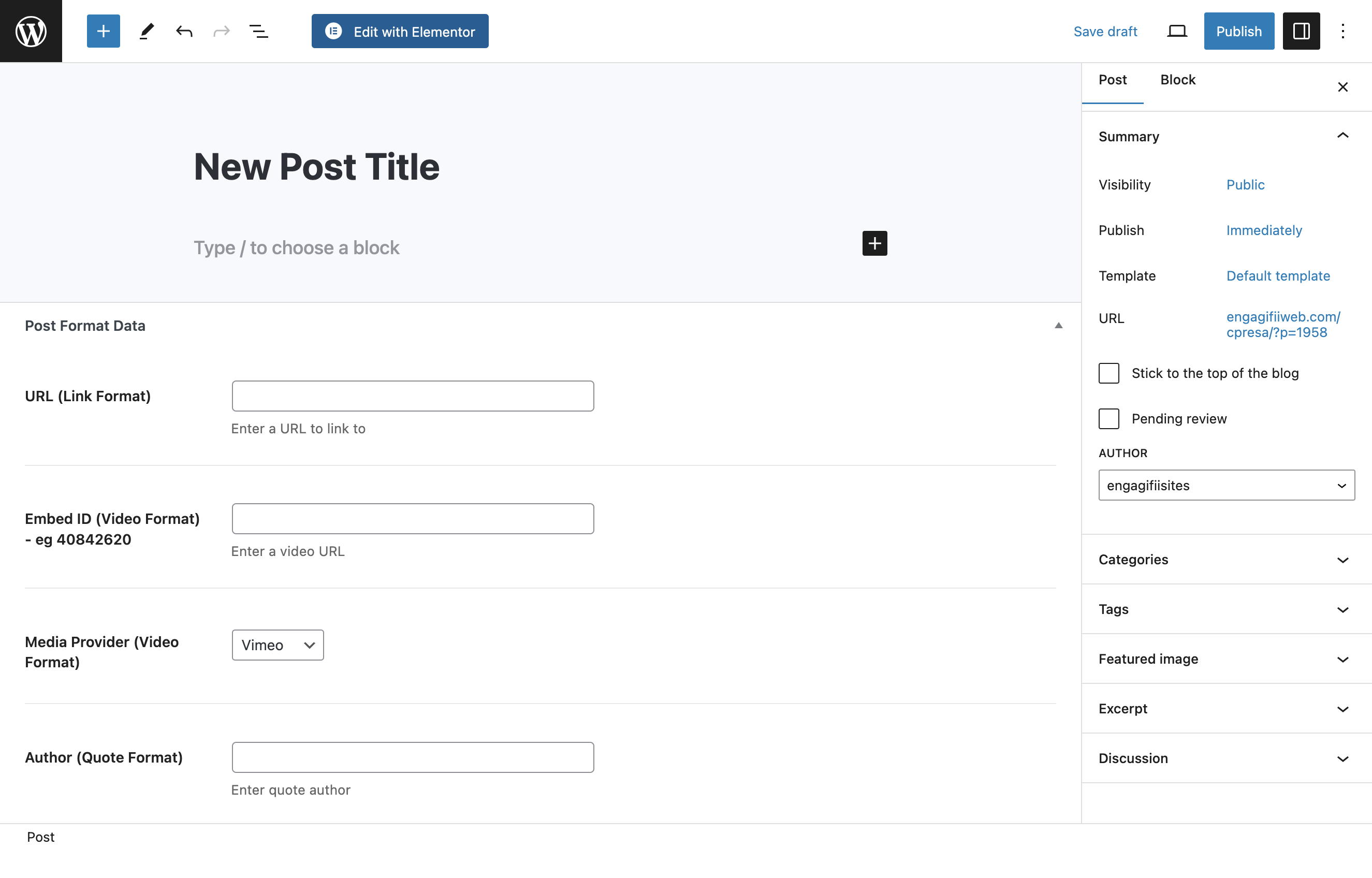 Click on Edit with Elementor