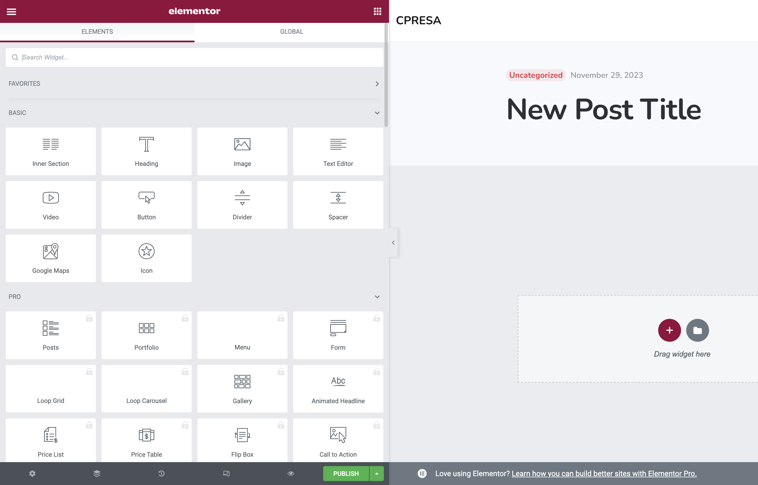 On the left hand side, you'll have your post creation types