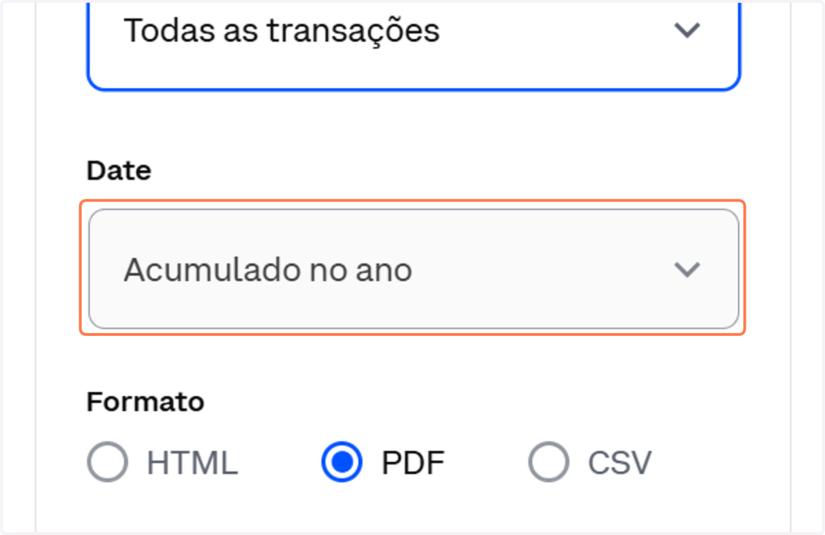 Clique em Acumulado no ano