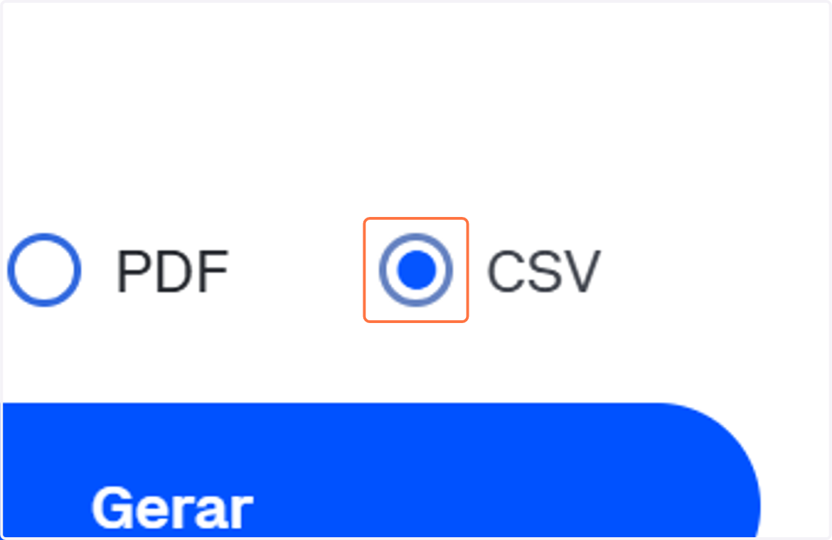 Selecione a opção CSV