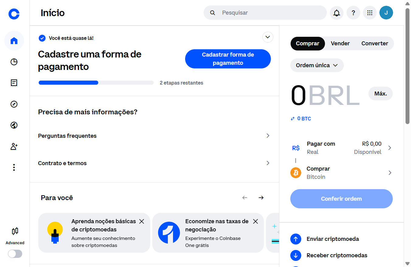 Clique no ícone de perfil