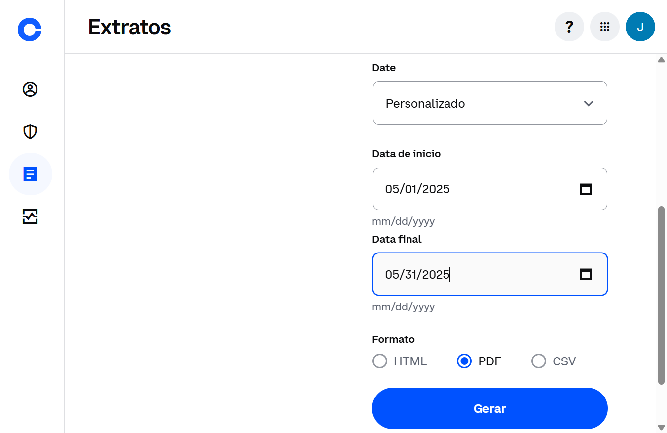 Escolha a Data final