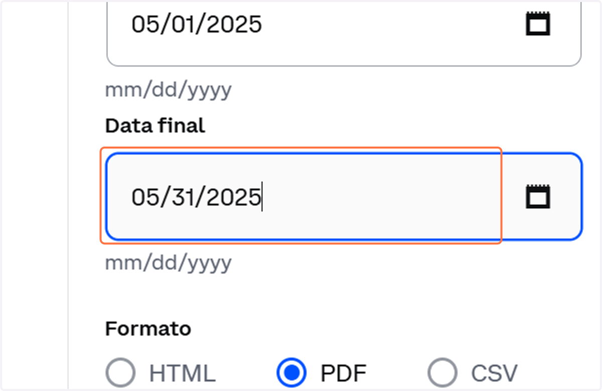 Escolha a Data final