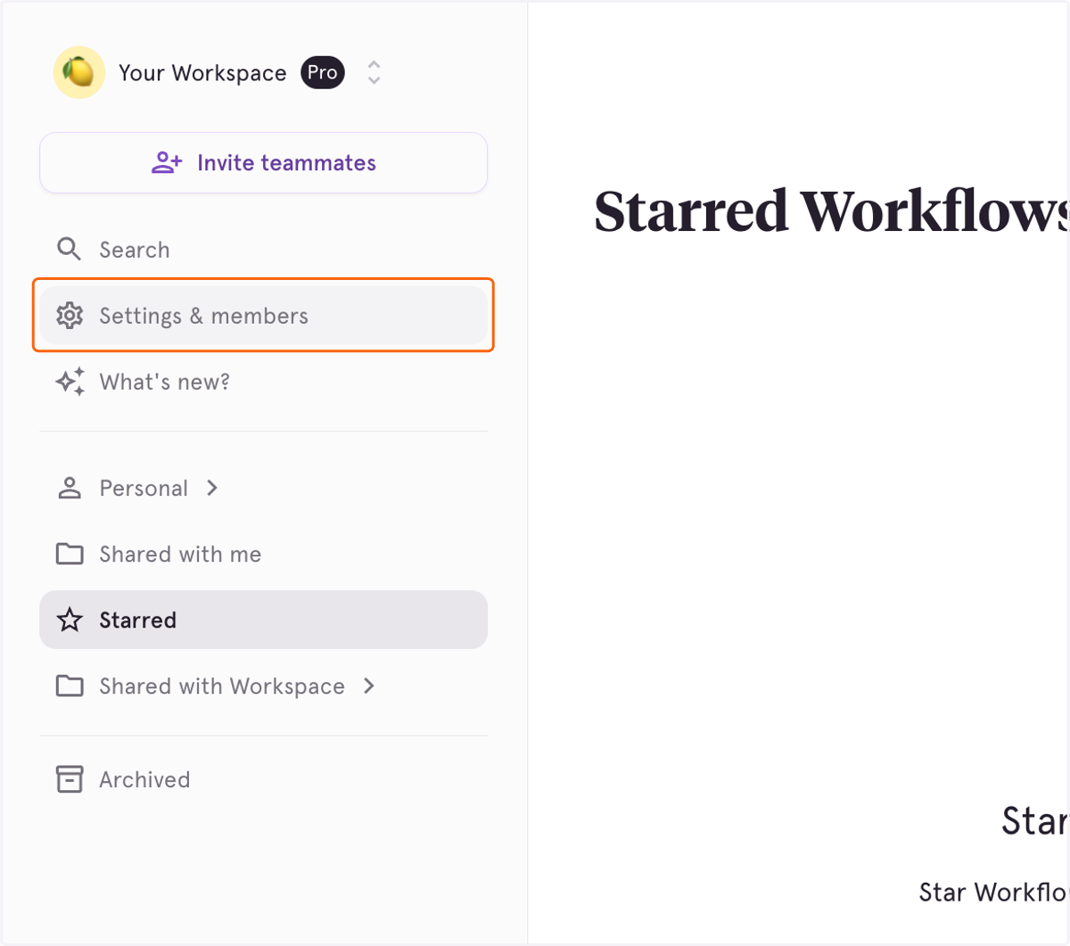 Click on Settings & members