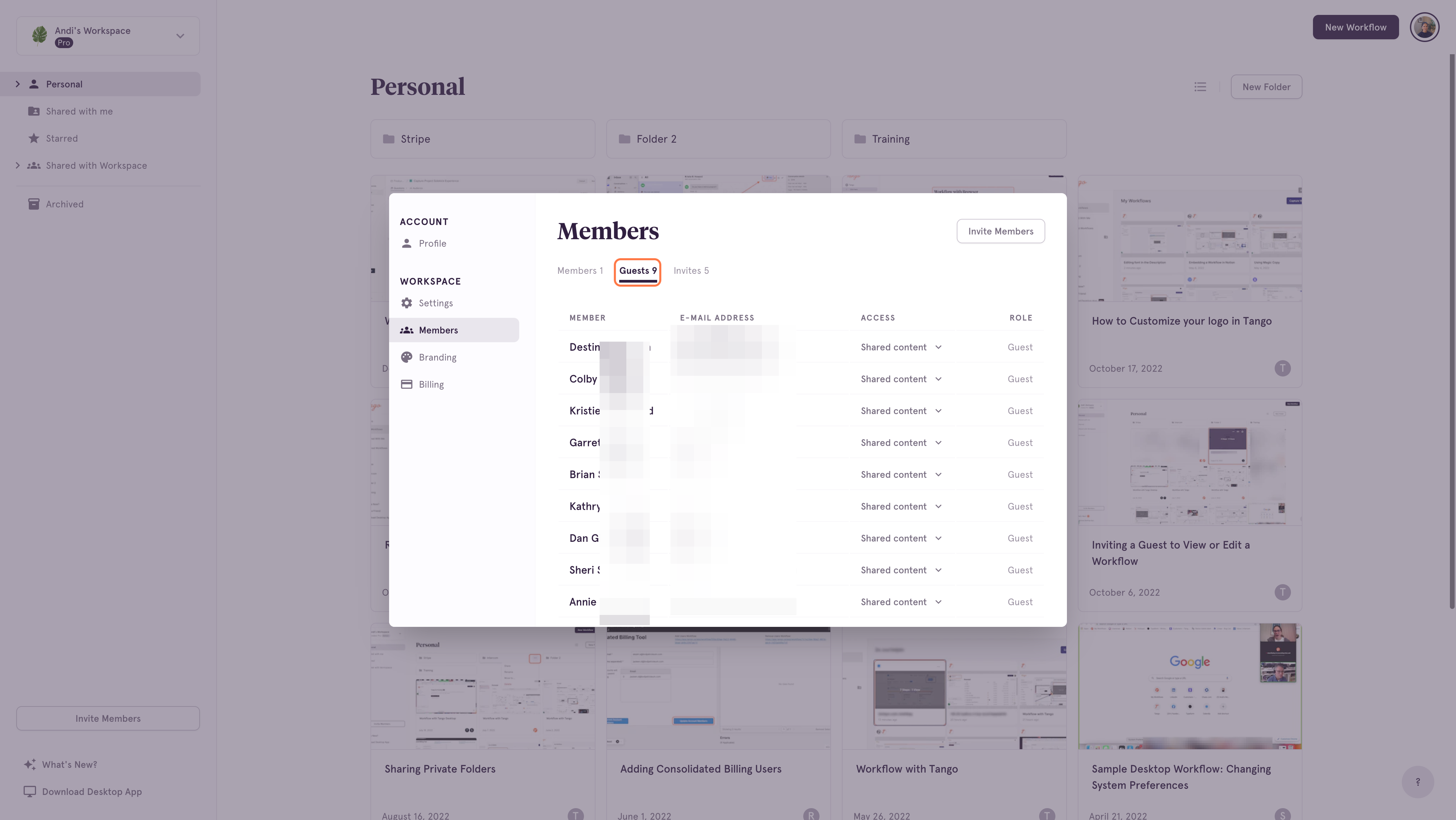 You will see a tab for Members, Guests and Pending Invites. Select Guests.