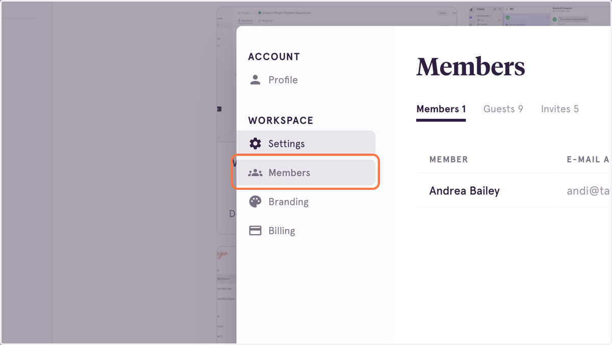 From the modal that opens, select Members