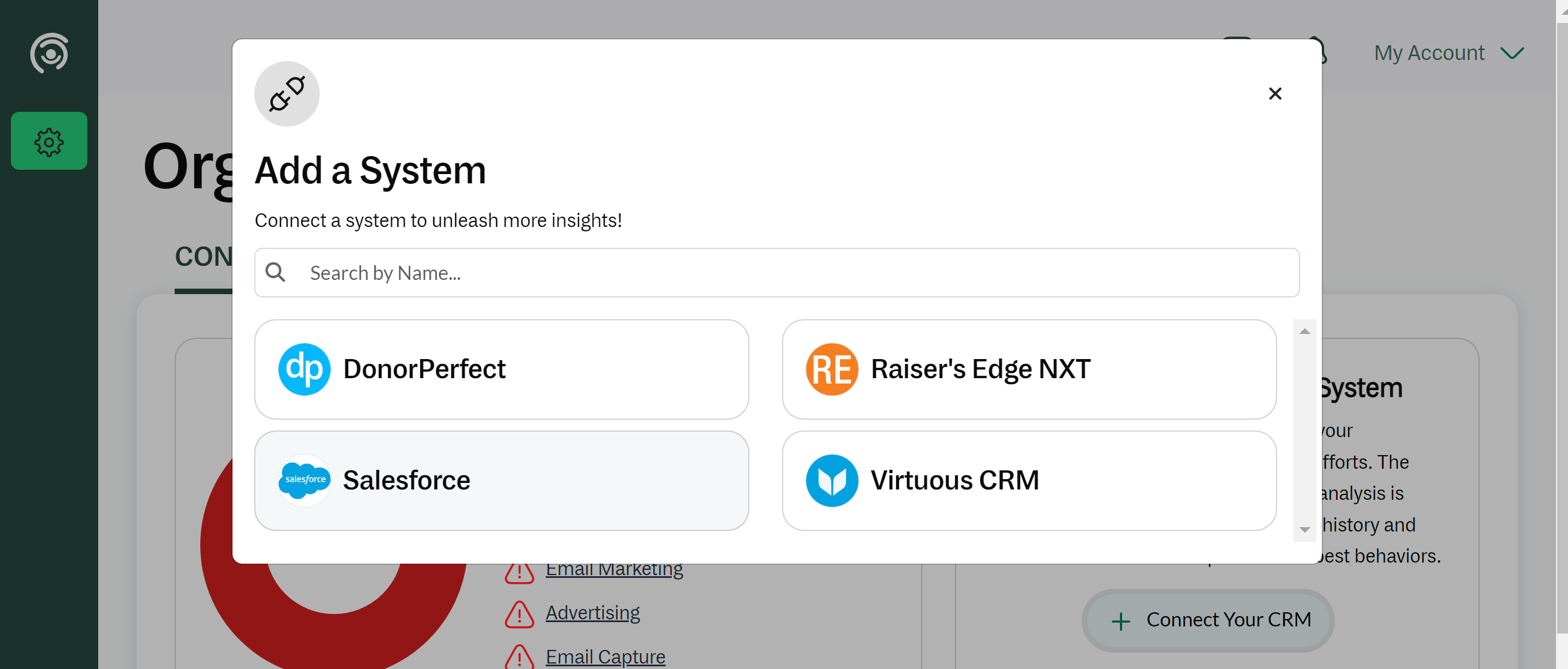 Click on Add a System… and then the Salesforce tile