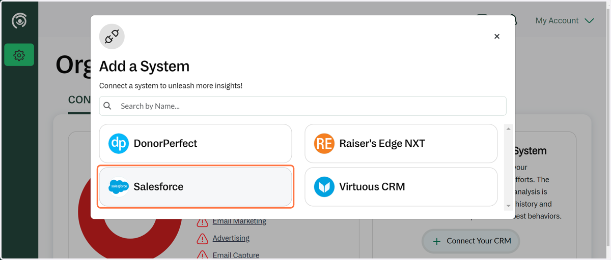 Click on Add a System… and then the Salesforce tile