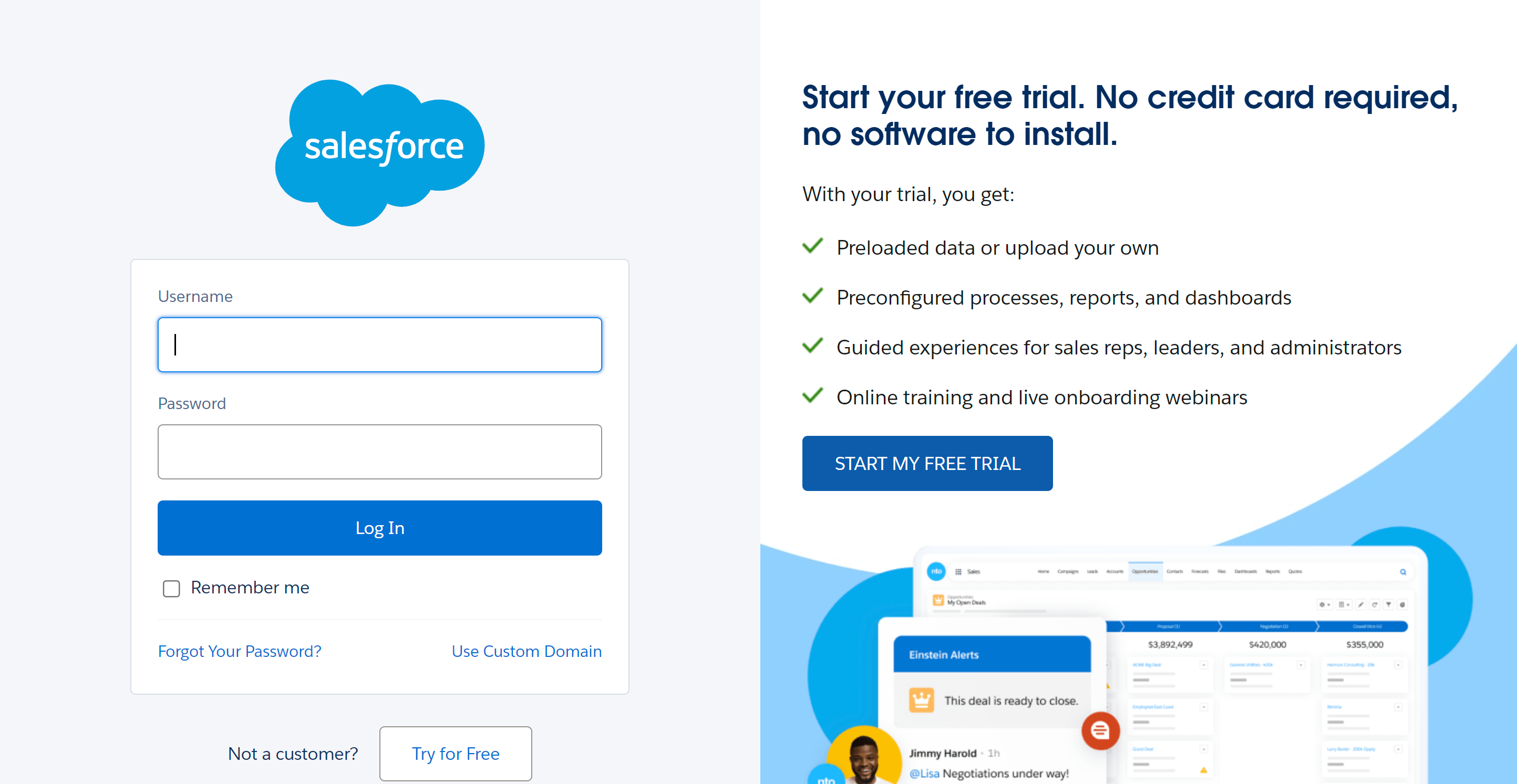 Salesforce Login Screen