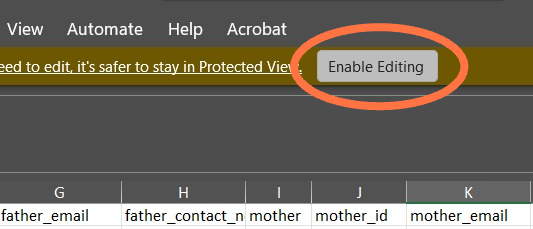 Klik 'Enable Editing' untuk kemaskini semula.