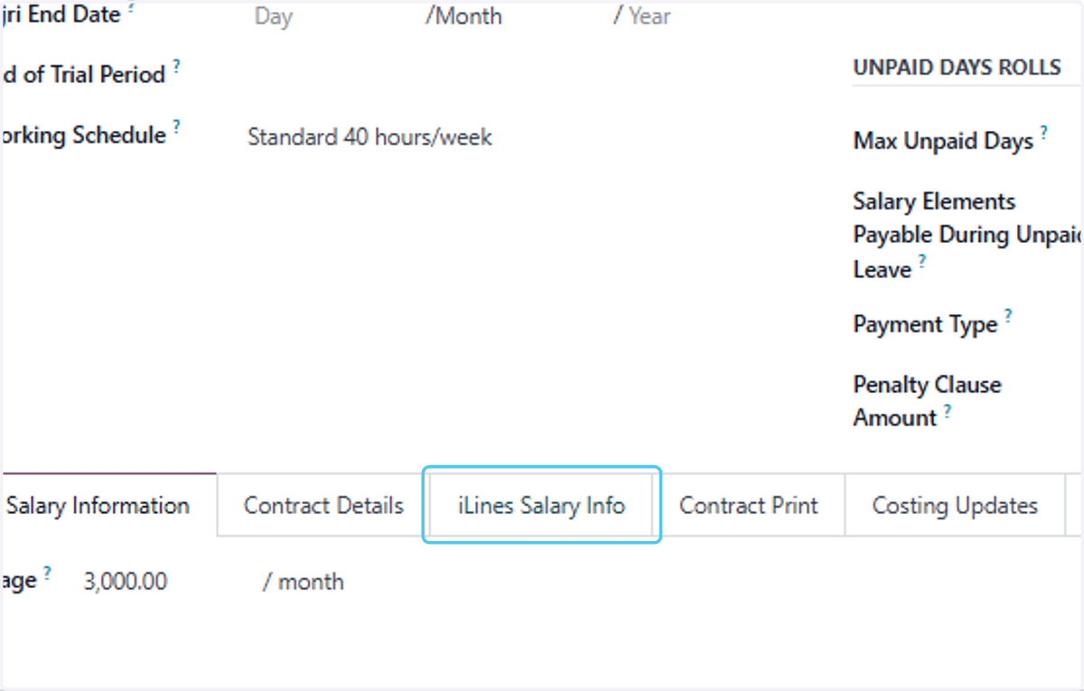 Click on iLines Salary Info