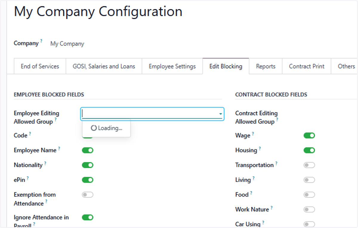 Click on Employee Editing Allowed Group?