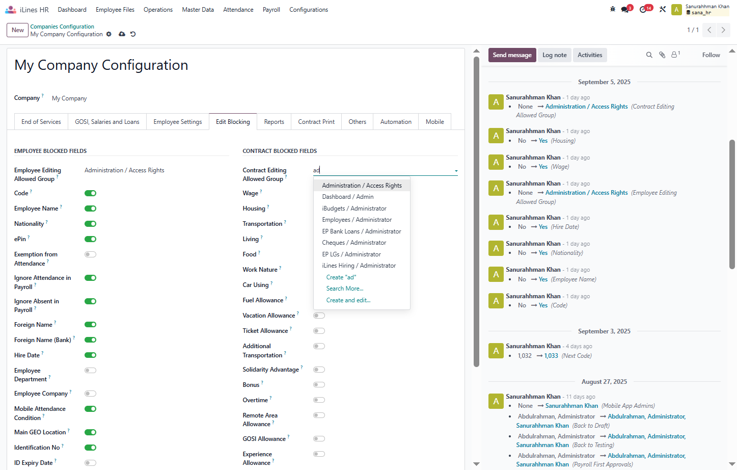 Click on Administration / Access Rights