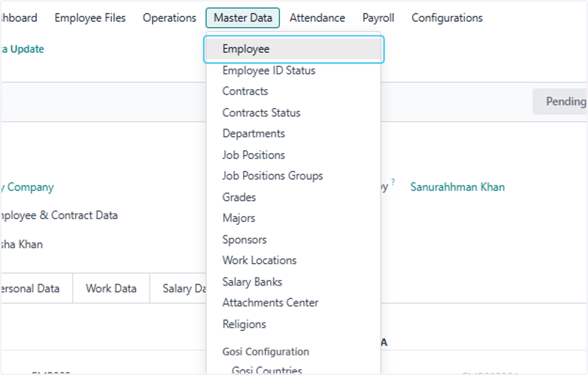 Click on Employee
