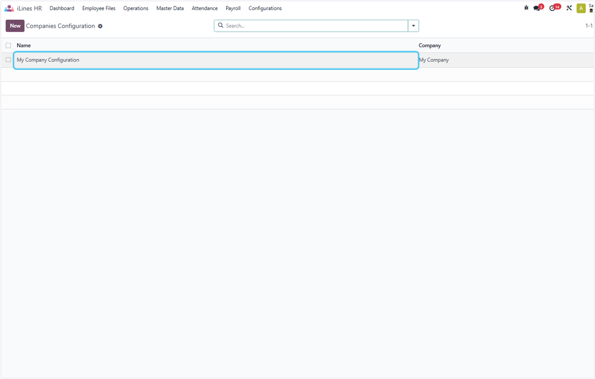 Click on My Company Configuration