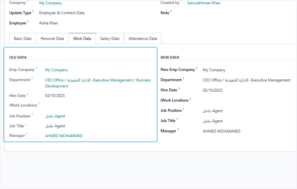 Click on OLD DATA…