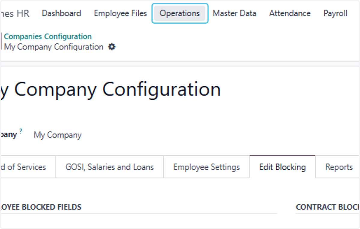Click on Operations