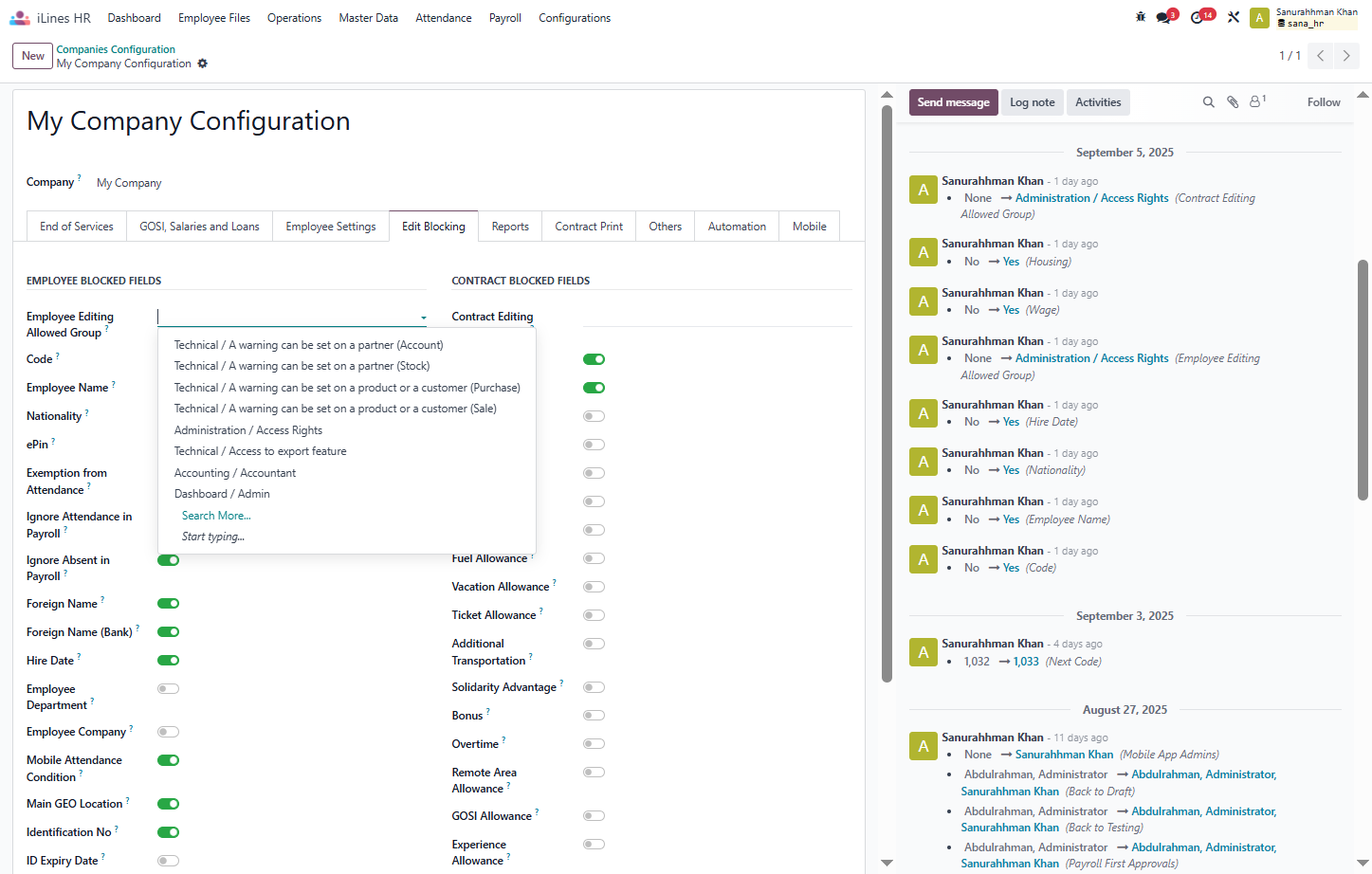 Click on Administration / Access Rights