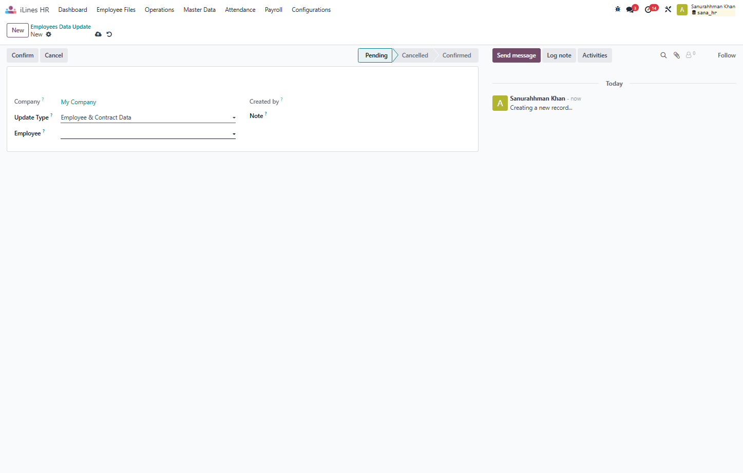 Select Employee & Contract Data from Update Type?