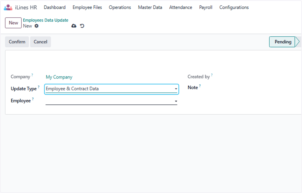 Select Employee & Contract Data from Update Type?