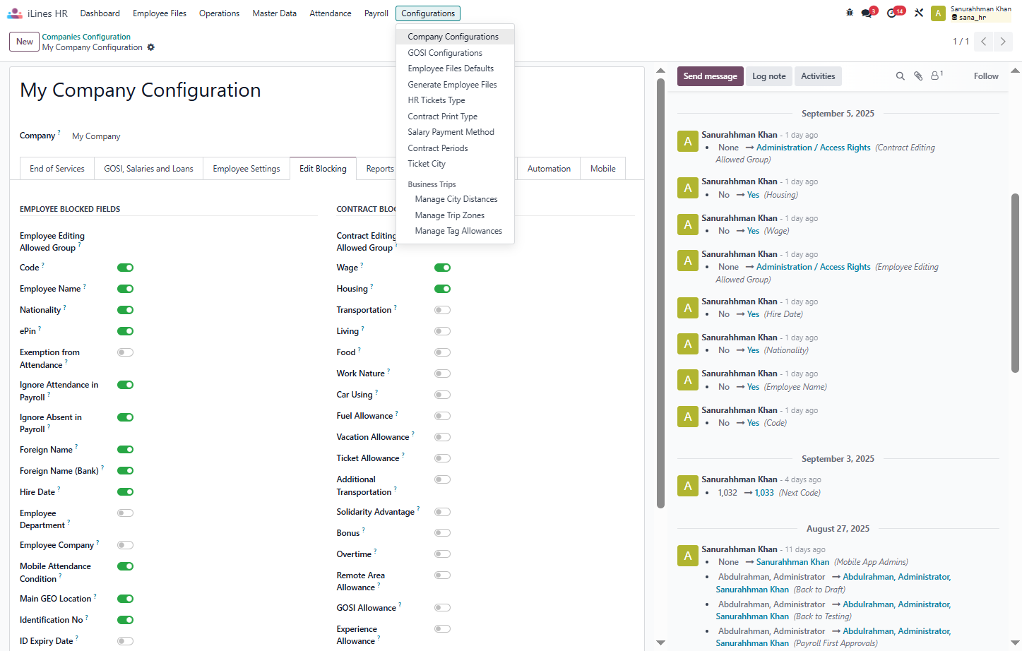 Click on Company Configurations