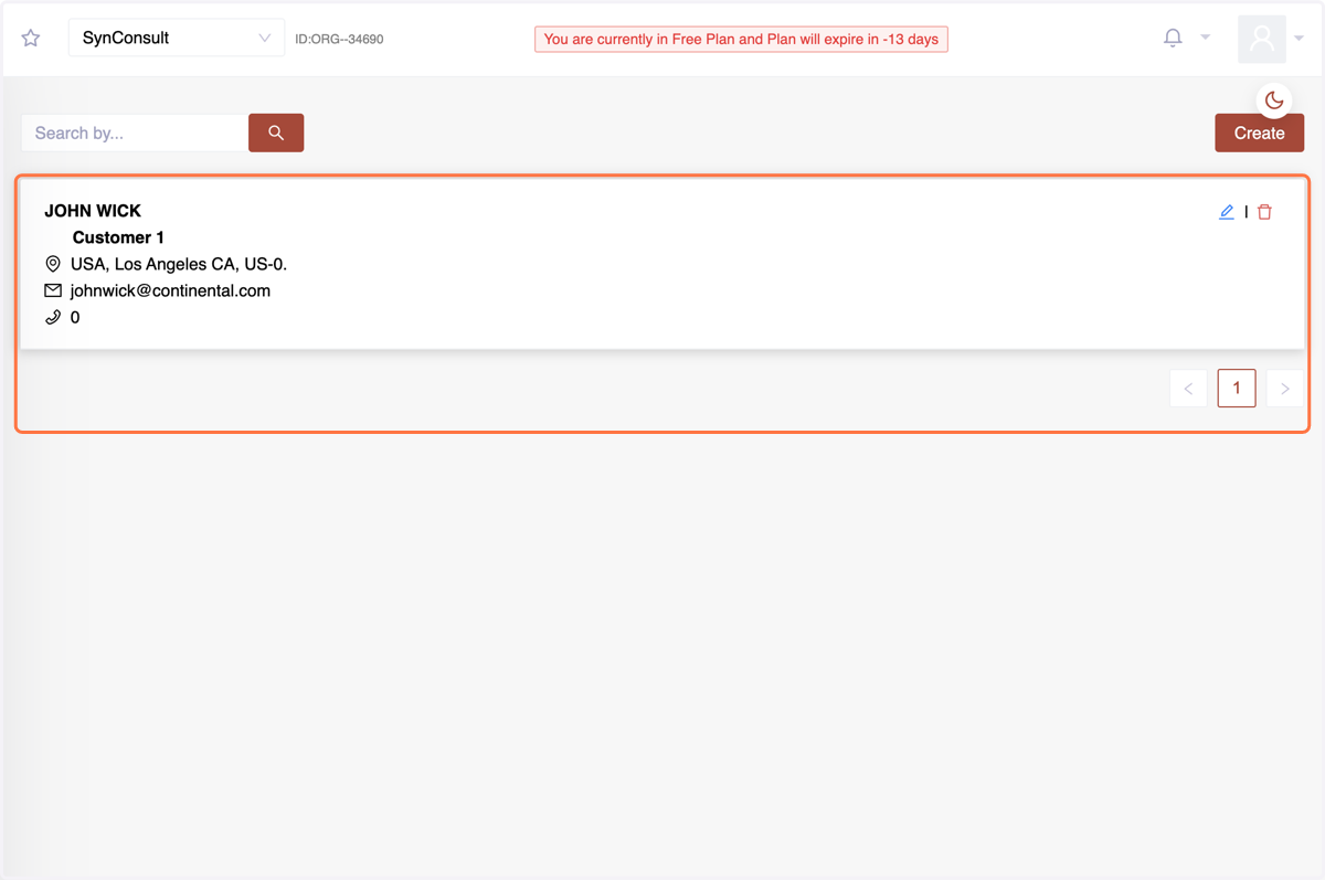 You will be able to see the list of customers in Customers Option. You can edit or delete customer profiles as needed to keep your records up to date.