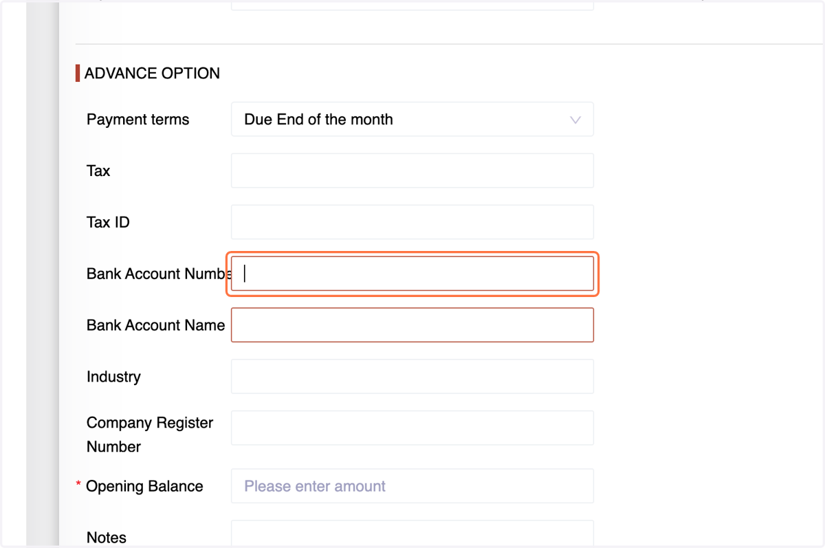 Provide the customer's bank "Bank Account Number".