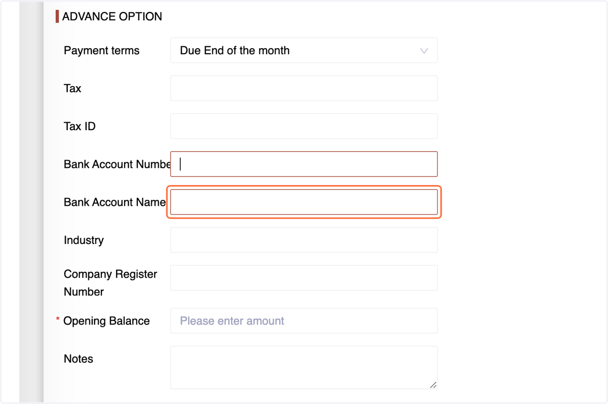 Provide the customer's bank "Bank Account Name".