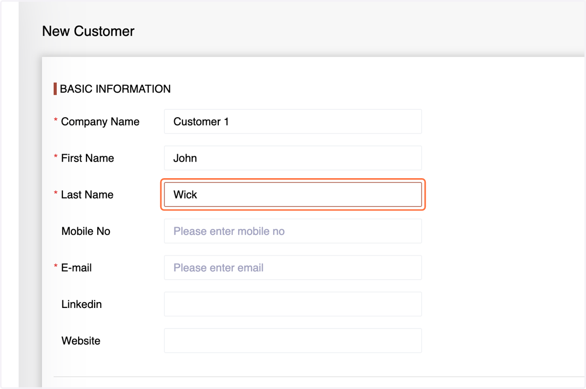 Provide the "Last Name" of the customer